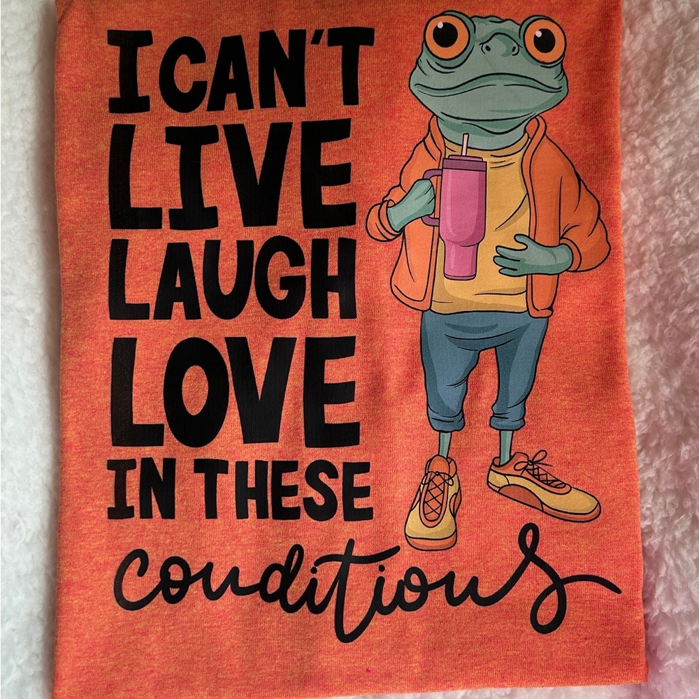 Orange Graphic Tee with Frog Design